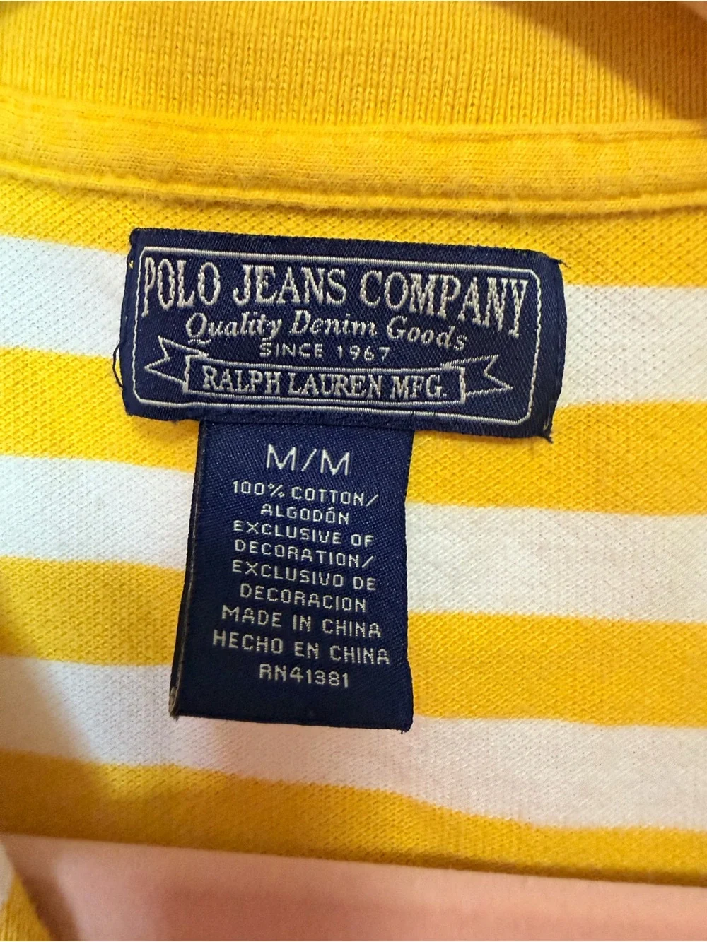 Polo by Ralph Lauren Yellow & White Striped Short-Sleeve Polo